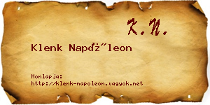 Klenk Napóleon névjegykártya